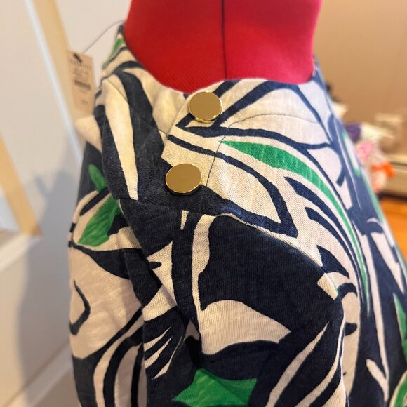 NWT Talbots Nantucket Slub Short Sleeve Shift Dress - Expressive Palms Womens 2X - Picture 3 of 6